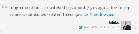 tough question... I switched cos about 7 yrs ago... due to rep issues... not issues related to cos per se 